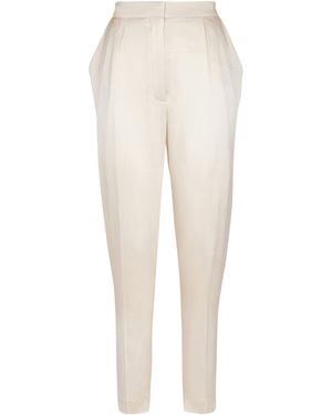 Balmain High-Waisted Silk Trousers - White