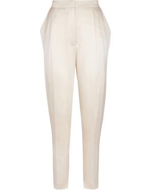 Balmain High-Waisted Silk Trousers - White