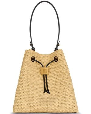 Balmain Pulse Crochet And Leather Backpack - Natural