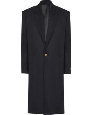 Balmain Oversized Wool And Cashmere Coat - Blue