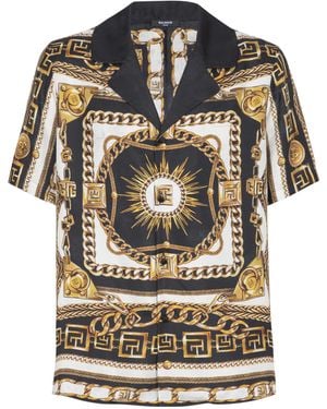 Balmain Printed Pyjama Shirt With Foulard Chaînes Pattern - Grey