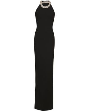 Balmain Long Sleeveless Embroidered Dress - Black