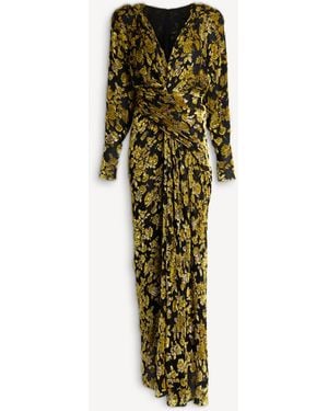 Balmain Long Velvet Jacquard Dress - Green