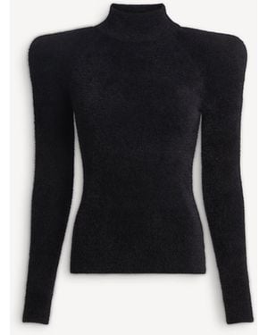 Balmain Flauschiger Rippstrickpullover - Blau