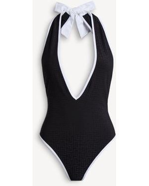 Balmain Lycra Monogram Swimsuit - White