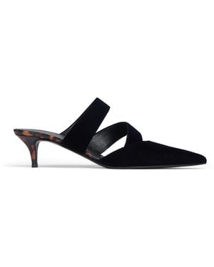 Balmain Velvet And Printed Patent Leather Mules - White