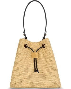Balmain Pulse Crochet And Leather Backpack - Natural