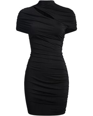 Balmain Draped Jersey Bodycon Dress - Black