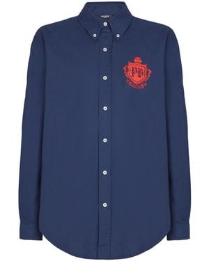 Balmain University Emblem Shirt - Blue
