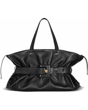 Balmain Large Calfskin Anthem Zip Bag - Black