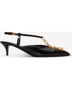 Balmain Sync Chain Kitten Slingbacks - White