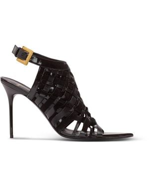 Balmain Fringed Patent Leather Sandals - White