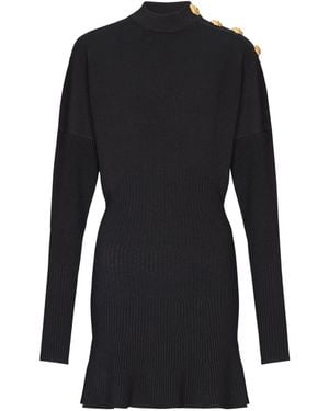 Balmain Short Flared Knit Dress - Black