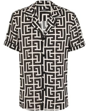 Balmain Monogram-Printed Shirt - Black