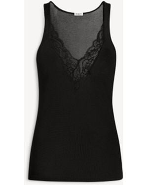Balmain Knit Vest Top With Lace - Black