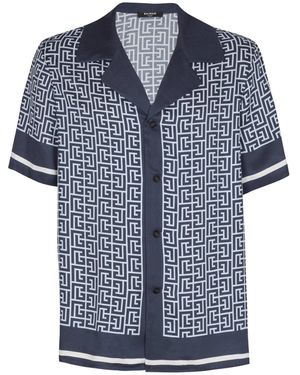 Balmain Monogrammed Pajama Shirt - Blue