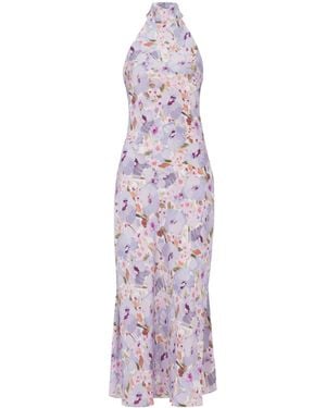 Balmain Printed Poppy Flower Dress - Purple