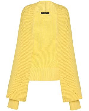 Balmain Ribbed Knit Bolero Cardigan - Yellow