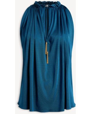 Balmain Pleated Flowing Jersey Top - Blue