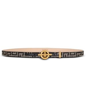 Balmain Monogram Jacquard T-Bar Belt - White