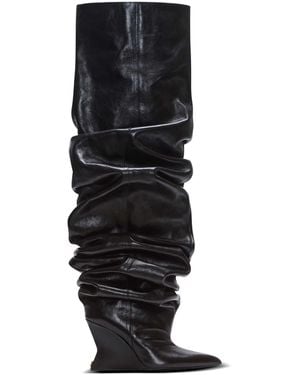 Balmain Wedge Thigh-High Boots - Black