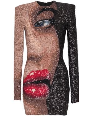 Balmain Short Embroidered Dress With Face Motif
