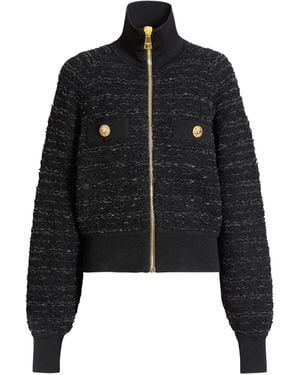 Balmain Tweed Bomber Jacket - Black