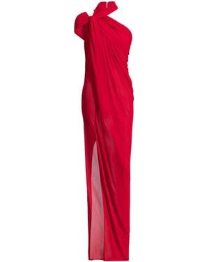 Balmain Long Draped Jersey Dress - Red