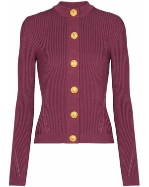 Balmain Fine Knit Cardigan With Buttons - Red