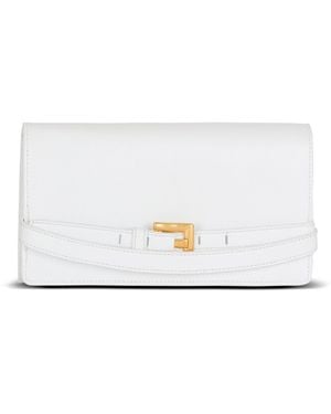 Balmain Shuffle Calfskin Wallet With Chain - White