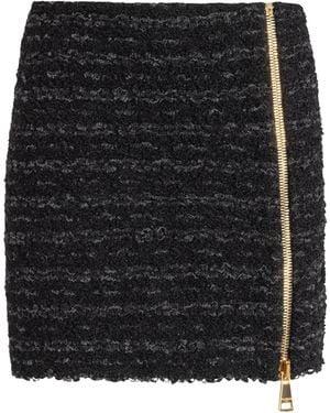 Balmain Short Zipped Tweed Skirt - Black