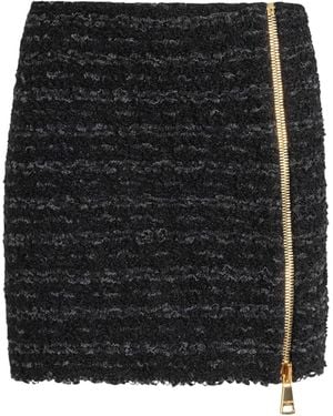 Balmain Short Zipped Tweed Skirt - Black
