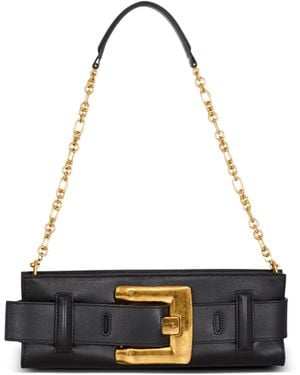 Balmain Anthem Calfskin Leather Clutch - White