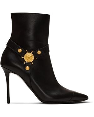 Balmain Heeled Calfskin Eva Ankle Boots - Black