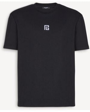 Balmain T-Shirt With Embroidered Logo - Black