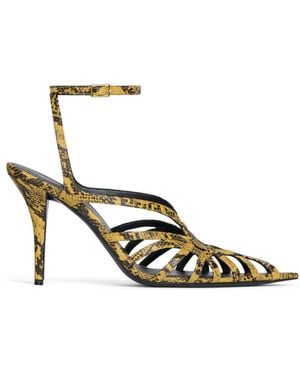Balmain Python-Effect Leather Cage Sandals - Metallic