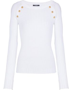 Balmain Knit Top With Buttons - White