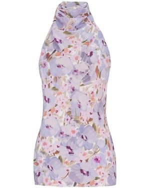 Balmain Sleeveless Top With Poppy Flower Print - White
