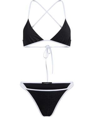 Balmain Costume Da Bagno Con Monogramma - Bianco