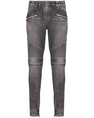 Balmain Slim-Fit Biker Pants - Gray