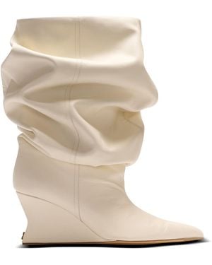 Balmain Wedge Ankle Boots - White