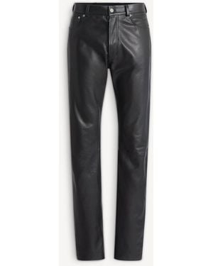 Balmain Straight-Leg Lambskin Trousers - Black