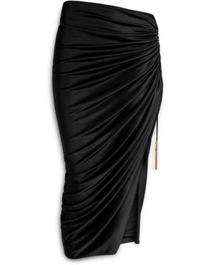 Balmain Gonna Midi Con Spacco - Nero
