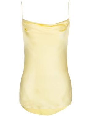 Balmain Silk Satin Top With Thin Straps - Yellow