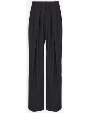 Balmain Wool Twill Pants With Wide Knife Pleats - Blue