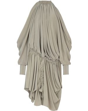 Balmain Open Shoulder Fluid Crepe Dress - White