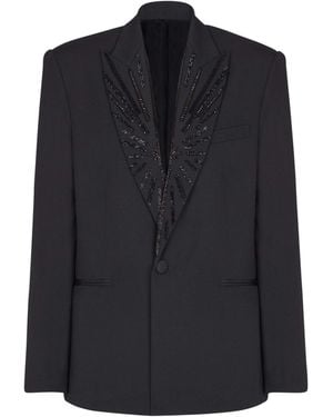 Balmain Grain De Poudre 1-Button Jacket - Blue