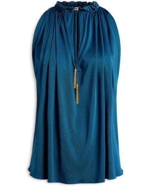 Balmain Pleated Flowing Jersey Top - Blue