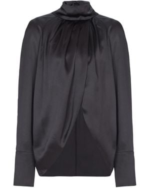 Balmain Draped Silk Blouse - Blue