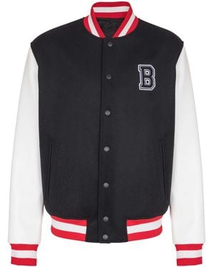 Balmain Varsity Wool And Faux Leather Jacket - Blue
